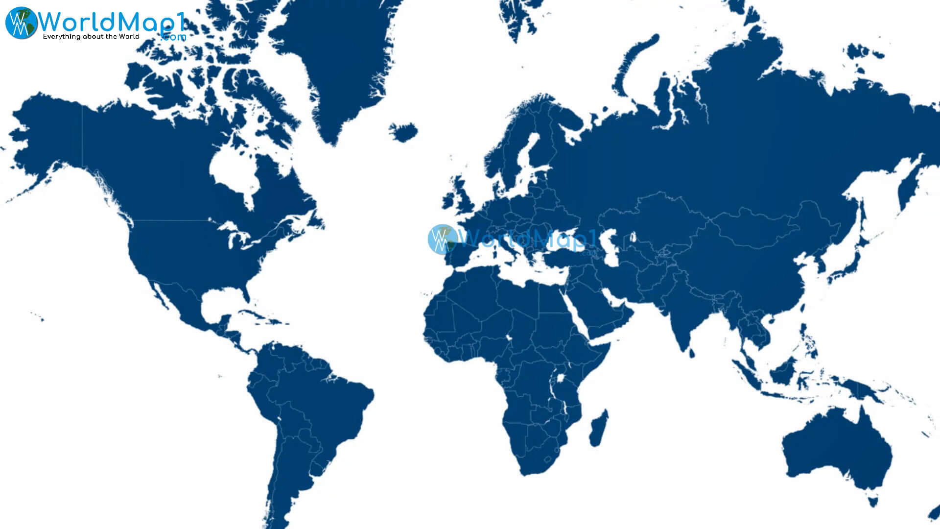 Carte vierge du monde bleu foncé